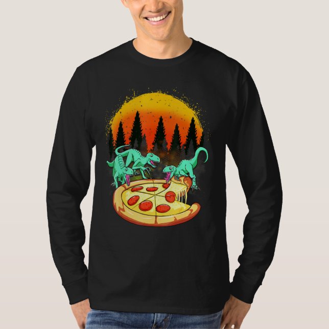 T-shirt Pizza mangeuse Dinosaure Raptor (Devant)