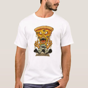 T-shirt Pizza Monstre Flippant Château Japon Art Foodie Am