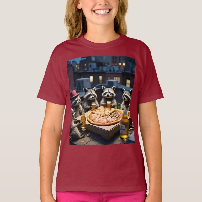T-shirt Pizza Raccoon (Devant)