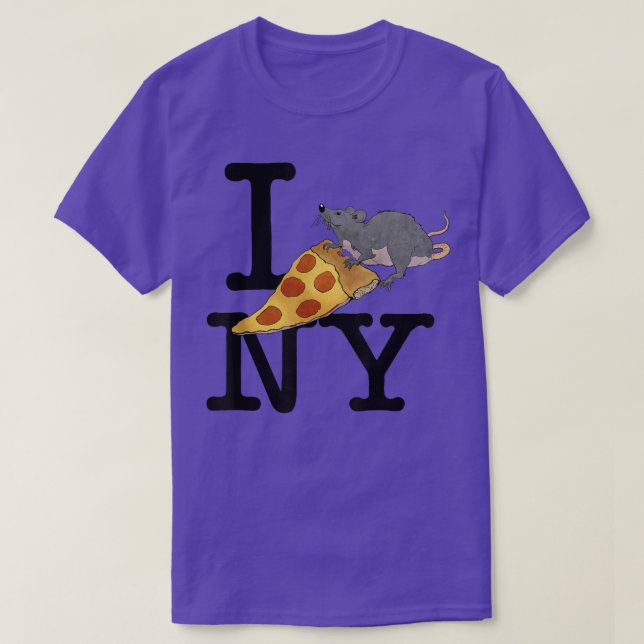 T-shirt Pizza Rat, I love New York, Pizza, Ironique  (Design devant)