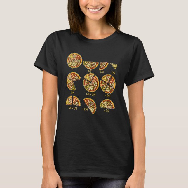 T-shirt Pizza Salami Cheese Quick Math Fractions Funny Mat (Devant)