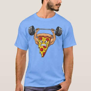 T-shirt Pizza salami fitness haltère poids force tra