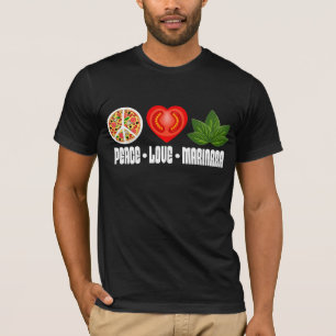 T-shirt Pizza signe de paix Tomato Coeur et Feuilles de ba