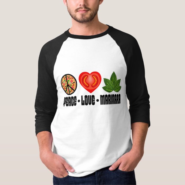 T-shirt Pizza signe de paix Tomato Coeur et Feuilles de ba (Devant)