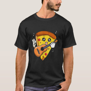 T-shirt Pizza Slice Jouer Guitare Basse Musique Rock Guita