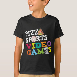 T-shirt Pizza Sports Jeux Vidéo Gamer Nourriture Sports L
