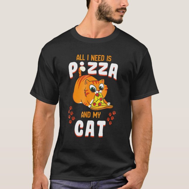 T-shirt Pizza Tee Pepperoni Slice Kitten (Devant)