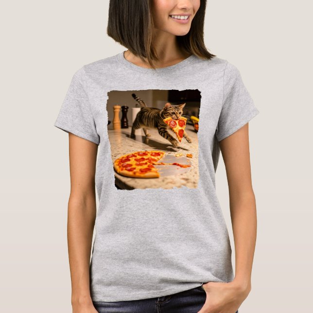 T-shirt Pizza volée par des chats ! (Devant)
