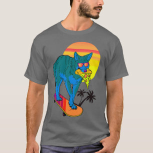 T-shirt Pizza Wolf Et Skateboard
