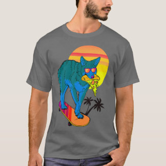 T-shirt Pizza Wolf Et Skateboard