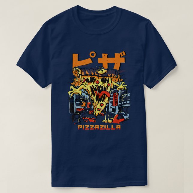 T-shirt Pizzazilla Funny Pizza Kaiju Monster Japanese Cult (Design devant)
