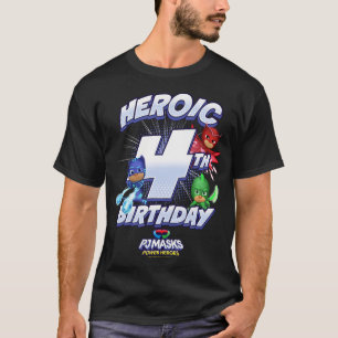 T-shirt Pj Masques Groupe Tiré Héroïque 4E Anniversaire