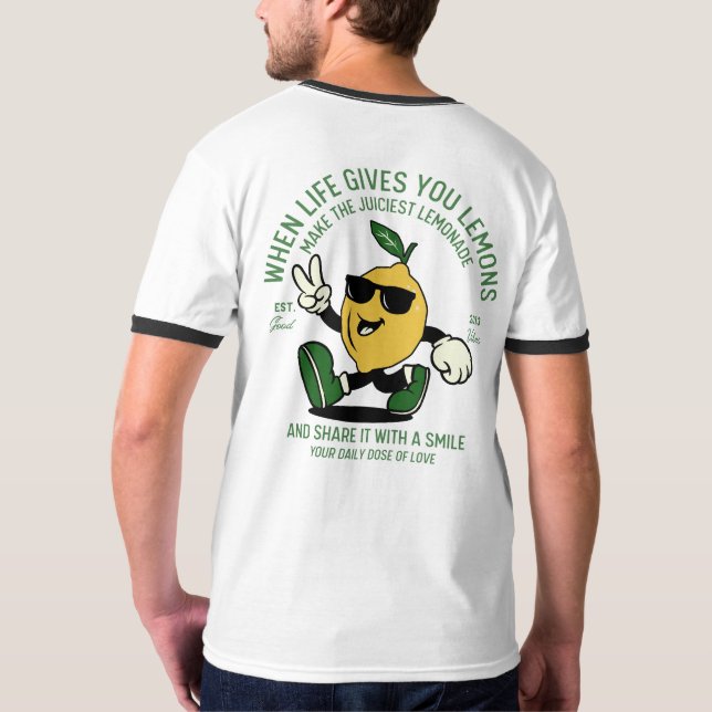 T-SHIRT PLACER LA JOURNÉE FUNNY LEMON PUN RETRO MASCOT (Dos entier)