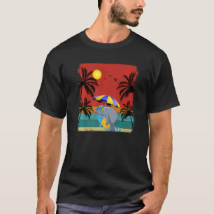 T-shirt Plage Cocotier Arbre Retro Graphic Manatee Été