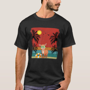 T-shirt Plage Cocotier Arbre Retro Graphisme Chihuahua Chi
