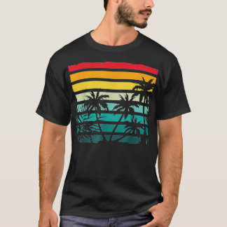 T-shirt Plage Cocotier exotique Palmiers Retro Tropical Su