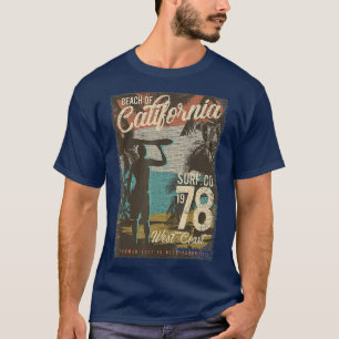 T-shirt Plage De Californie Surf 1978 Côte Ouest Avec