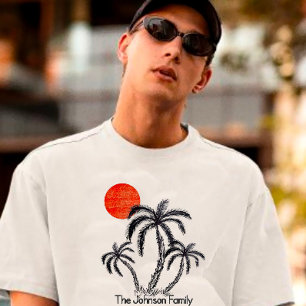 T-shirt Plage de coucher de soleil tropical Palmier Vacanc
