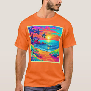 T-shirt Plage de coucher de soleil tropicale