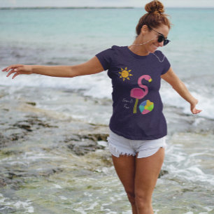 T-shirt Plage De Flamant rose Rose