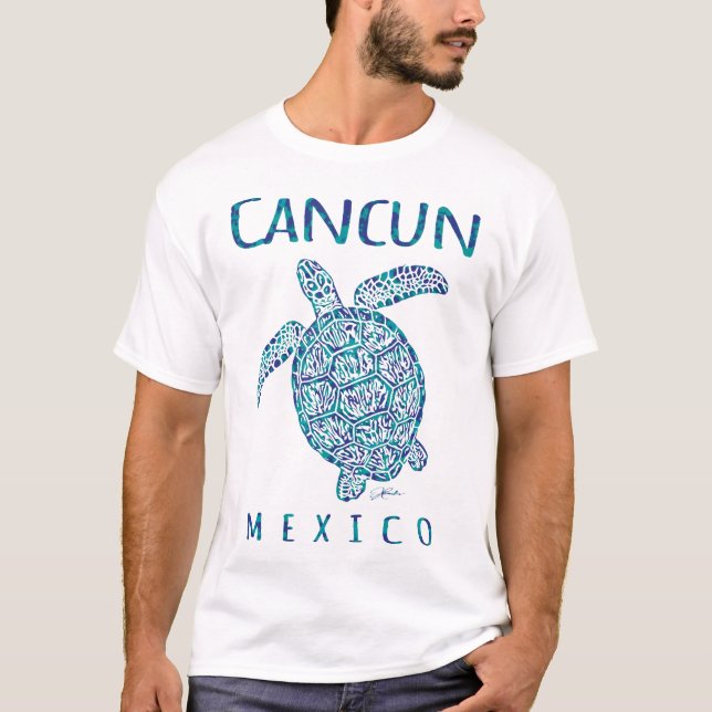 T-shirt Plage de la tortue de mer de Cancun Mexique (Devant)