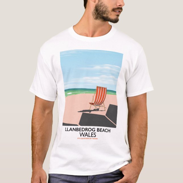 T-shirt Plage de Llanrog Plage de Galles affiche de voyage (Devant)