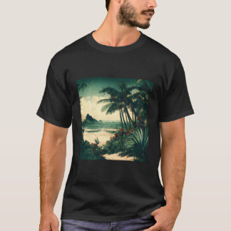 T-shirt Plage de mer tropicale Palm Tree Ocean Wave Nature