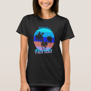 T-shirt Plage de Miami Floride Rétro Palmiers Tropicaux Va