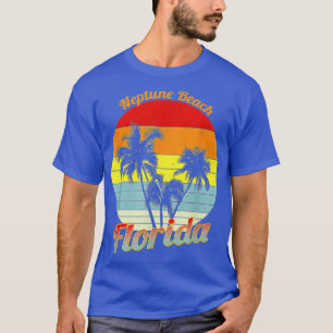 T-shirt Plage de Neptune Floride Palmiers tropicaux rétro 
