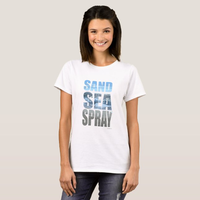 T-shirt Plage de sable de plage et de vaporisateur Slogan (Devant entier)