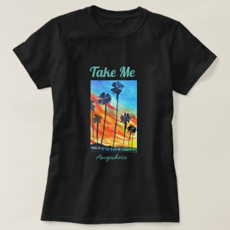 T-shirt Plage de Sunset Palm Tree art surf
