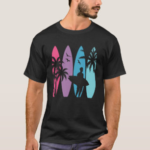 T-shirt Plage de surf de palmier tropical Hawaï Planche de