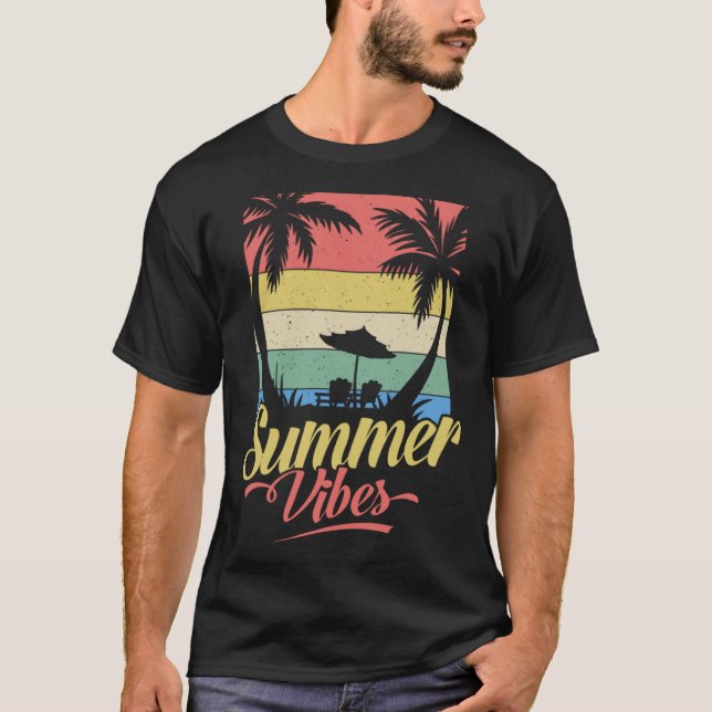 T-shirt Plage de surf vintage Retro Surfing Vacances été (Devant)