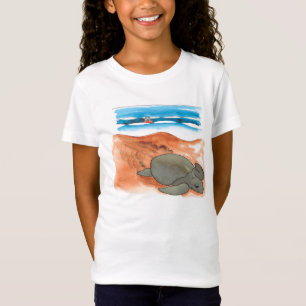 T-Shirt Plage de tortue de mer colorée amusante Girl's Fin