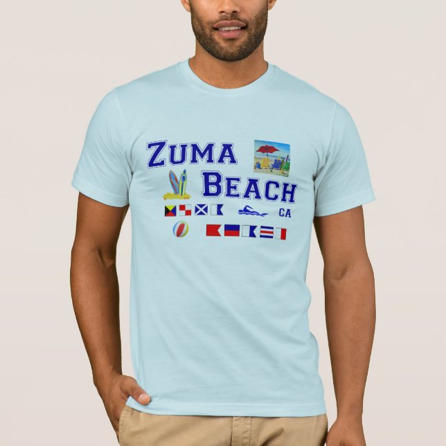 T-shirt Plage de Zuma - orthographe maritime de drapeau (Devant)