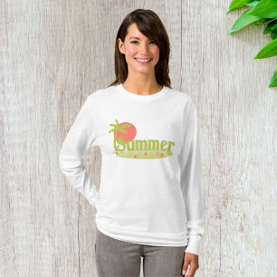 T-shirt Plage Été Soleil Et Arbre Femme Longues Manches