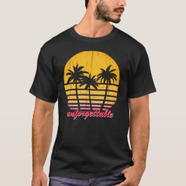 T-shirt Plage exotique de Sunset Retro avec palmiers
