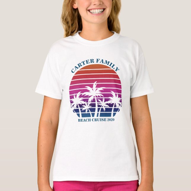 T-shirt Plage Famille Réunion Vacances Palm Tree Girls (Devant)