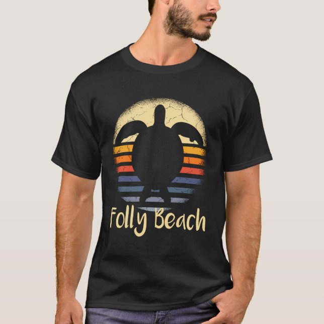 T-shirt Plage Folly Sud Carolina Sc Tête de Mer Tortue (Devant)