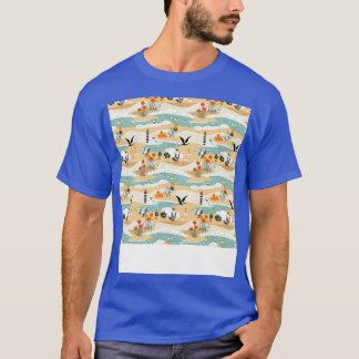 T-shirt Plage Motif Été Palm Tree Waves Coas