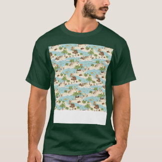 T-shirt Plage Motif Été Palm Tree Waves Coas