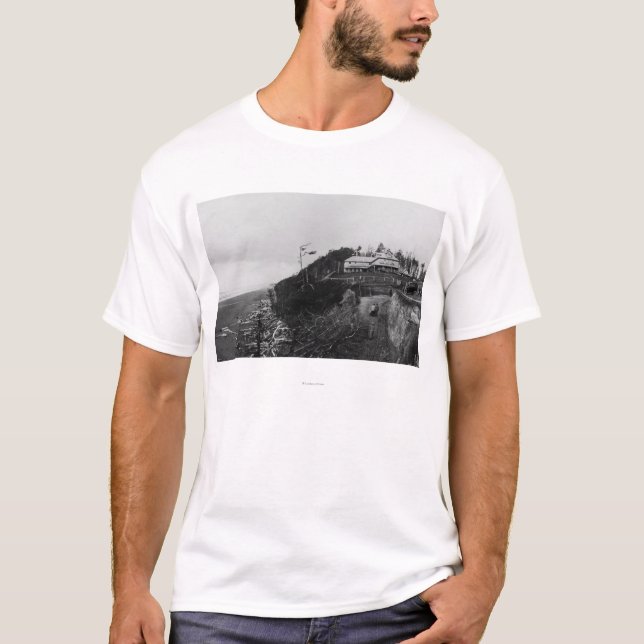 T-shirt Plage Pacifique, WA - hôtel de plage et vieux (Devant)