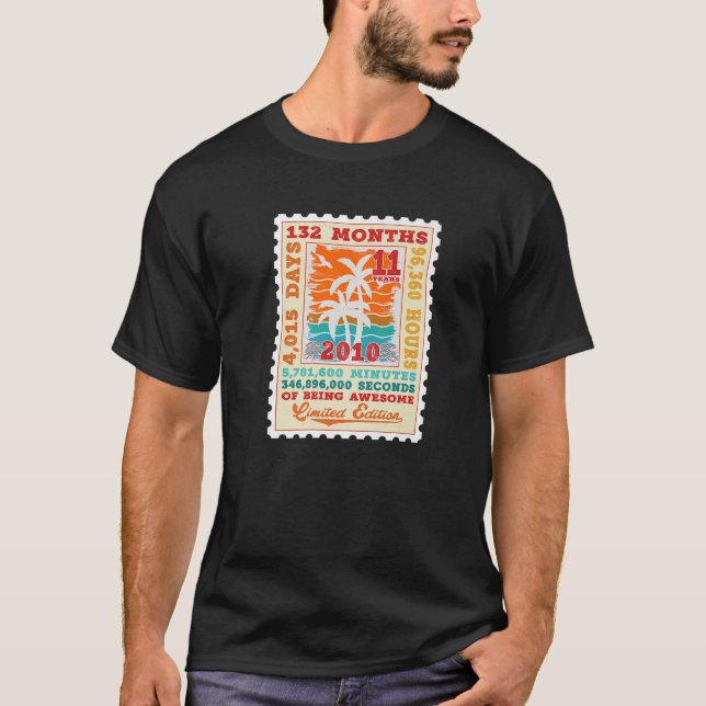 T-shirt Plage Palmiers 11 Ans 2010 Stamp Rétro 11T (Devant)