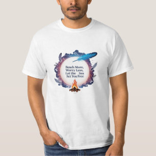 T-shirt Plage Plus, S'inquiéter moins - Laissez la mer vou