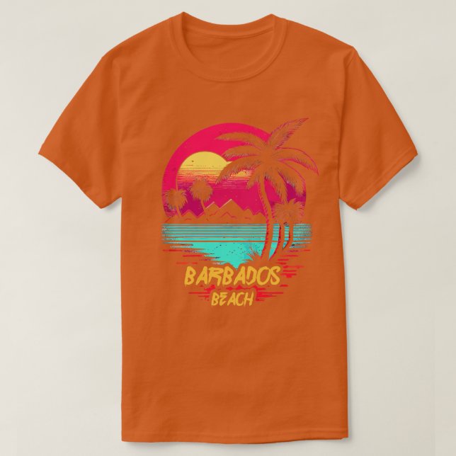 T-shirt Plage Retrowave Barbados Beach (Design devant)