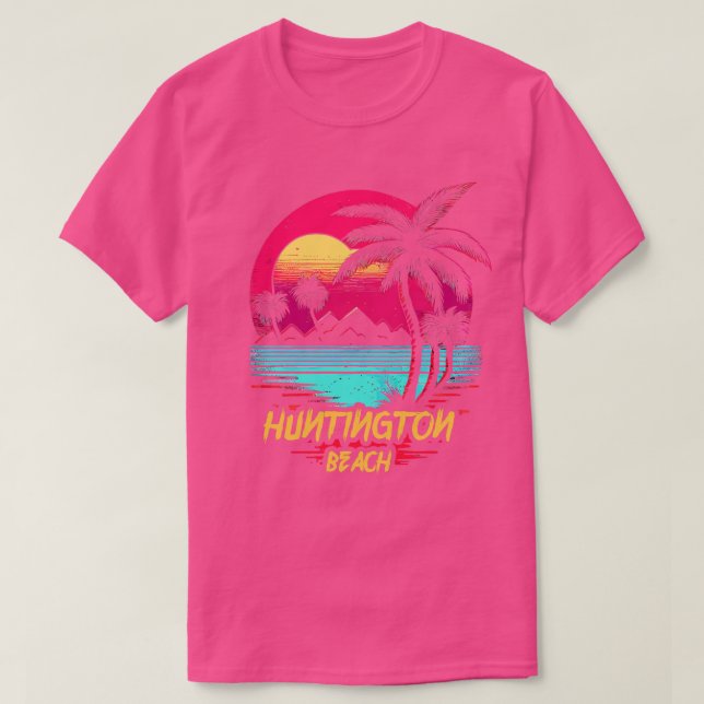 T-shirt Plage Retrowave Huntington Beach (Design devant)