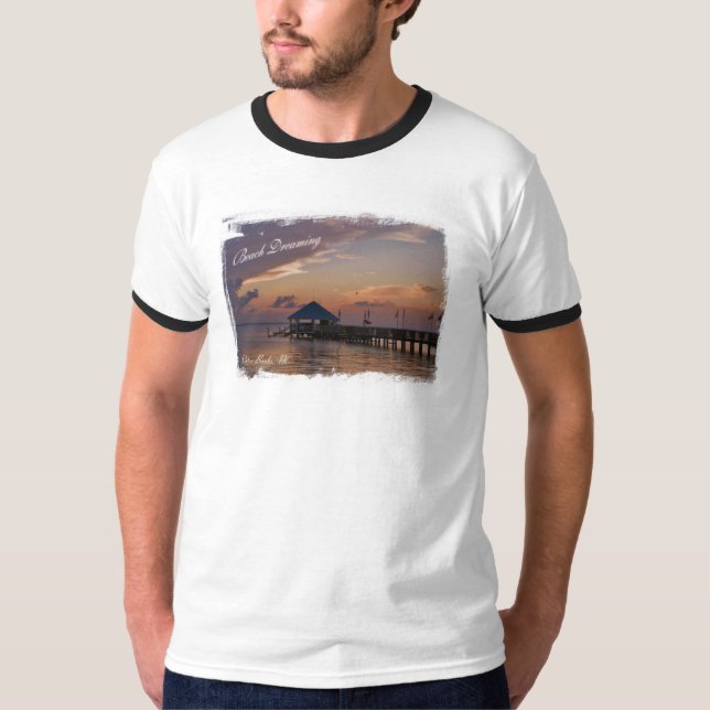T-shirt Plage rêvant - banques externes, chemise d'OR (Devant)