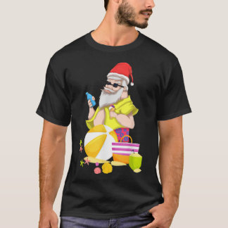 T-shirt Plage tropicale amusante Père Noël Hawaii Noël d'é