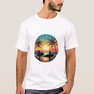 T-shirt Plage tropicale Retro Sunset & Surfers