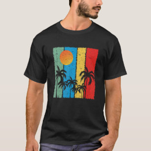 T-shirt Plage tropicale Retro Vintage Sunset Coco Palm Tre